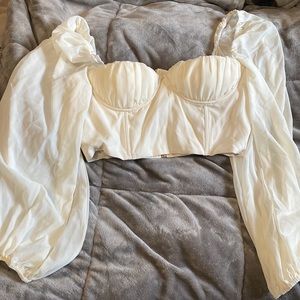 Koco & K Volume Sleeve Detail Crop Top